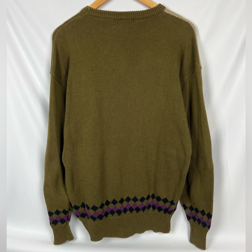 Vintage 90s Hand Intarsia Knit Sweater Sz M The Great Outdoors Canoeing Fishing - Picture 6 of 6